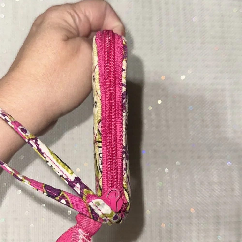 Vera Bradley Fuchsia Green Purple Paisley Wristlet Wallet - Picture 6 of 12